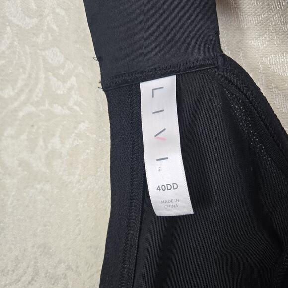 Livi Max Support Underwire Bra sz 40DD Black Blue Geo Print High Impact NEW - Picture 7 of 9